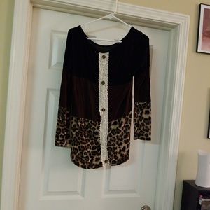 Black brown and leopard top